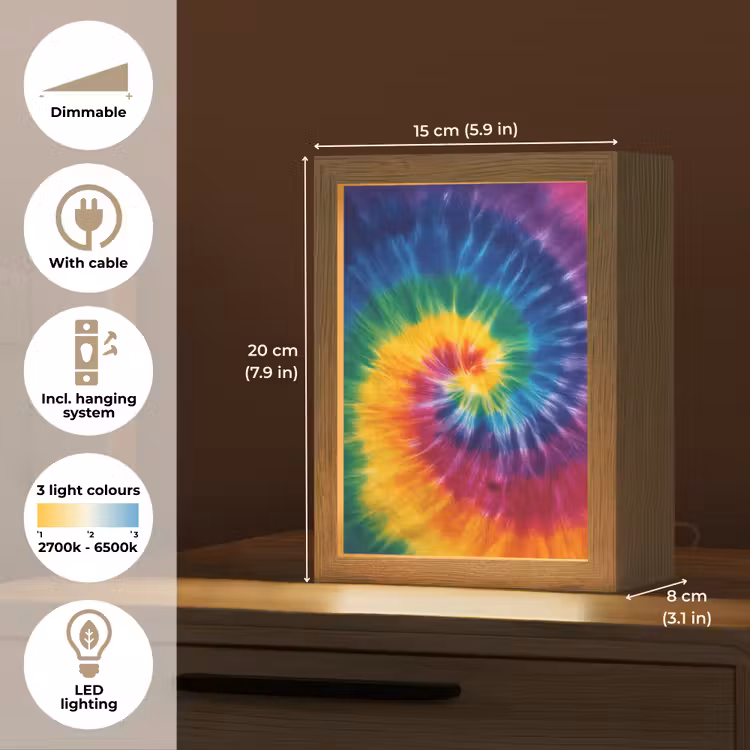 Regenboogkleuren - Spiraal - Kleurrijk Light Box met kabel (Kinderlampje) klein -USP_EN