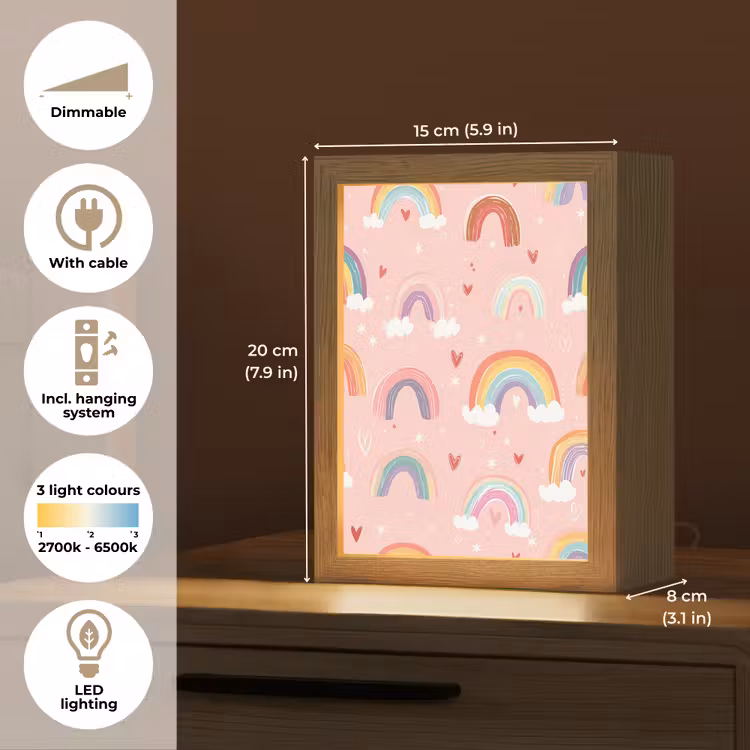 Regenboog - Patroon - Pastel Light Box met kabel (Kinderlampje) klein -USP_EN