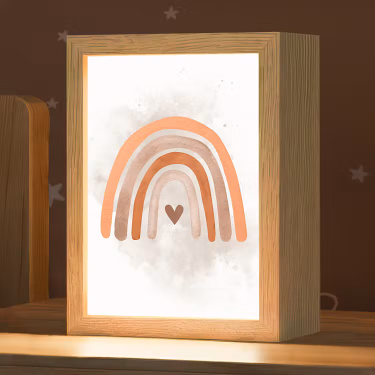 Regenboog - Roze - Pastel kleuren - Hartje Light Box met kabel klein -zzz_3d_website