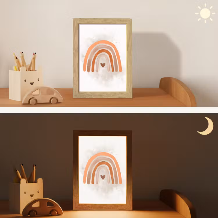 Regenboog - Roze - Pastel kleuren - Hartje Light Box met kabel klein -sfeer3_kind