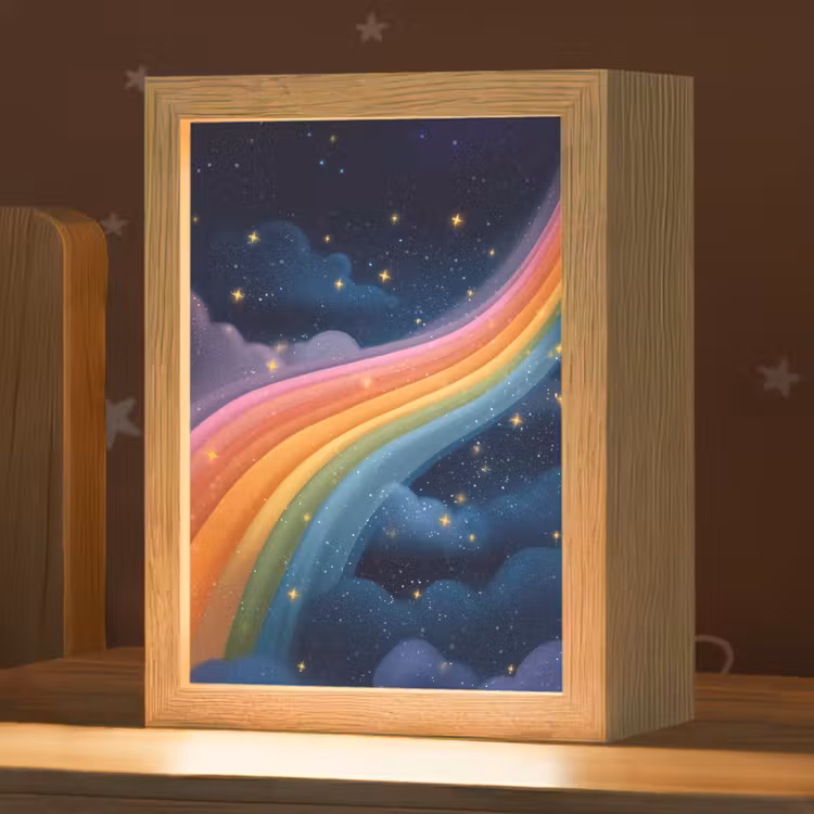 Regenboog - Sterrenhemel - Kleurrijk Light Box met kabel klein -zzz_3d_website