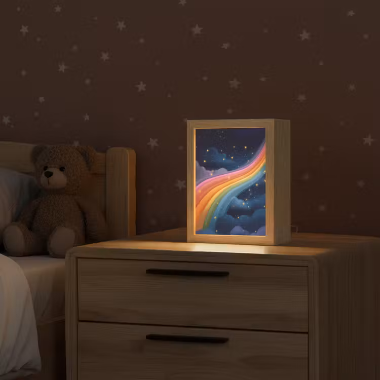 Regenboog - Sterrenhemel - Kleurrijk Light Box met kabel klein -sfeer1_kind