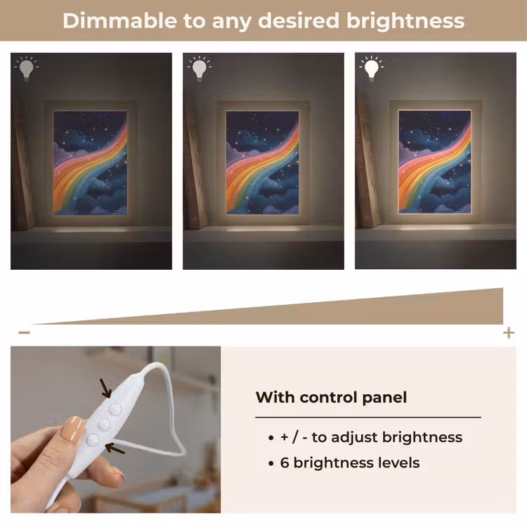 Regenboog - Sterrenhemel - Kleurrijk Light Box met kabel (Kinderlampje) klein -USP_dimbaarEN