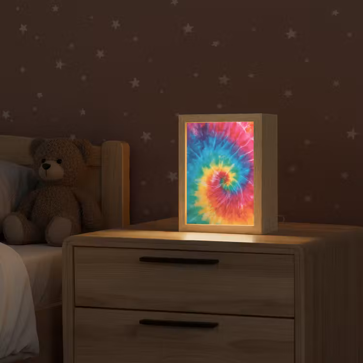 Regenboog - Tie dye - Kleurrijk - Blauw Light Box met kabel klein -sfeer1_kind