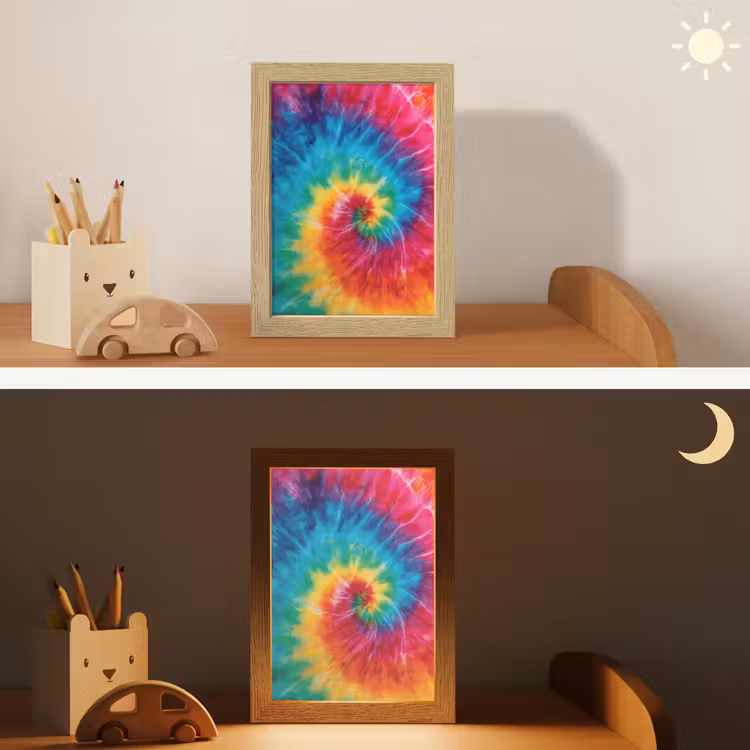 Regenboog - Tie dye - Kleurrijk - Blauw Light Box met kabel klein -sfeer3_kind