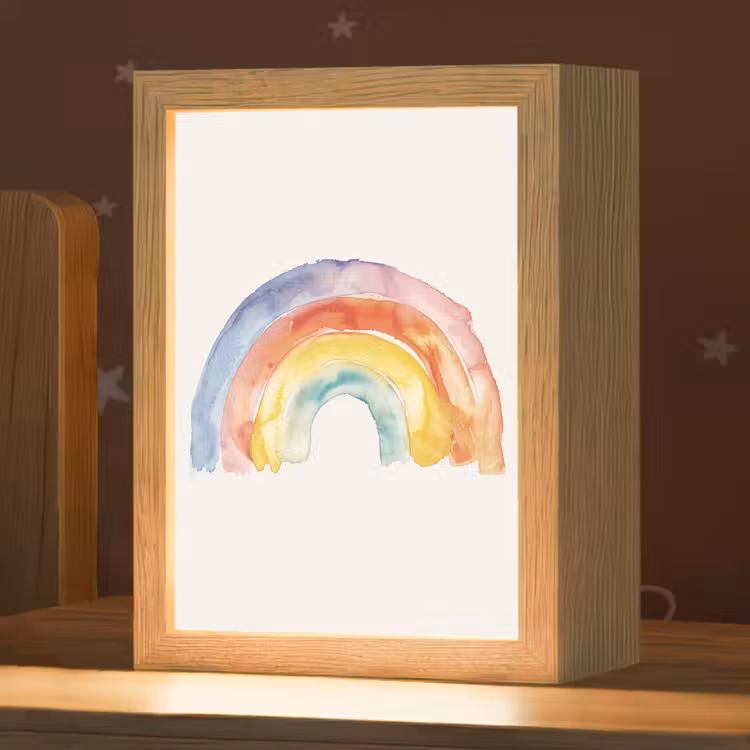 Regenboog - Watercolor - Kleurrijk Light Box met kabel klein -zzz_3d_website