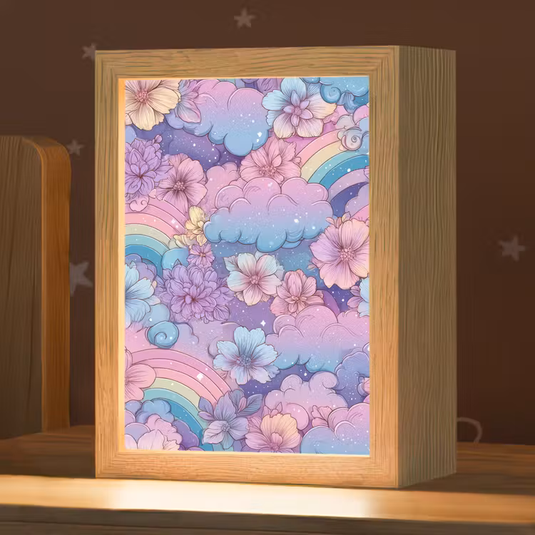 Regenbogen - Bloemen - Kleurrijk - Wolken Light Box met kabel klein -zzz_3d_website