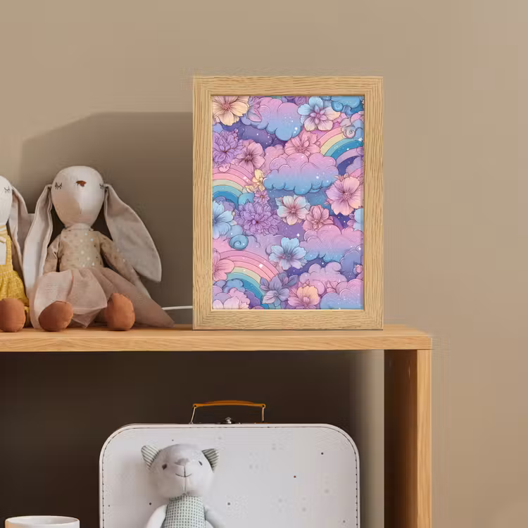 Regenbogen - Bloemen - Kleurrijk - Wolken Light Box met kabel klein -sfeer2_kind