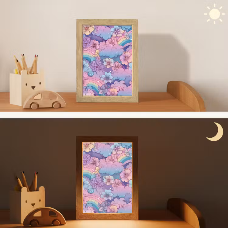 Regenbogen - Bloemen - Kleurrijk - Wolken Light Box met kabel klein -sfeer3_kind