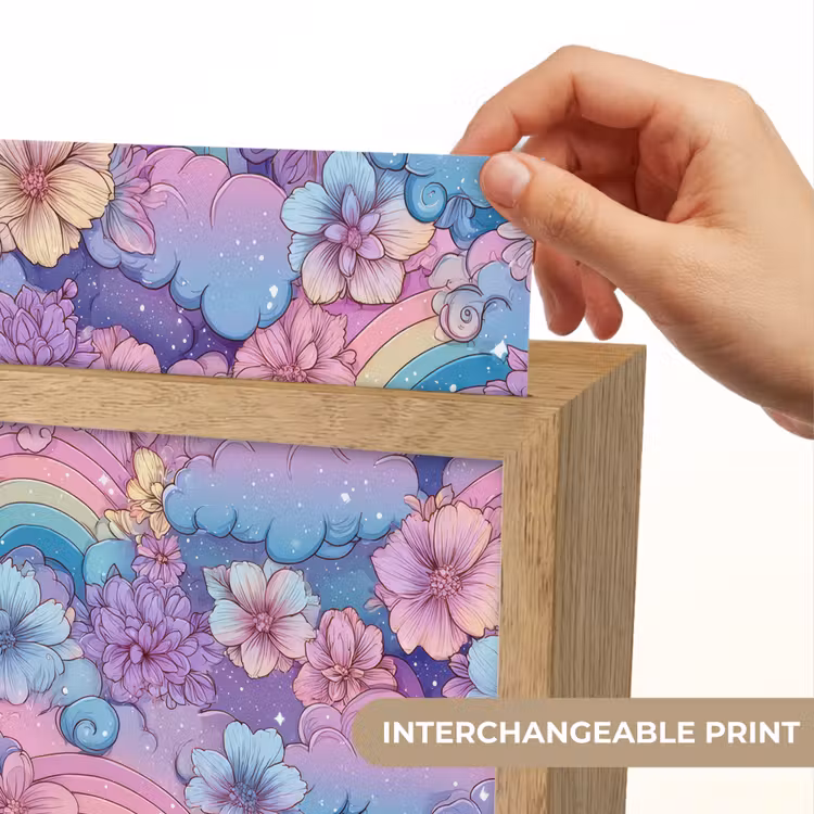 Regenbogen - Bloemen - Kleurrijk - Wolken Light Box met kabel (Kinderlampje) klein -USP_websiteprintEN