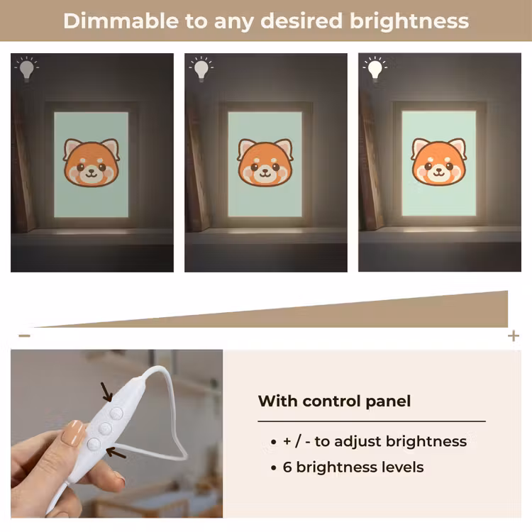Rode panda - Groen - Cartoon Light Box met kabel (Kinderlampje) klein -USP_dimbaarEN