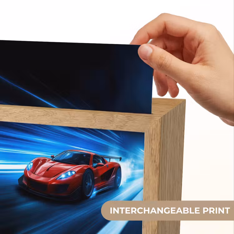 Rode raceauto - Blauw - Futuristisch Light Box met kabel (Kinderlampje) klein -USP_websiteprintEN