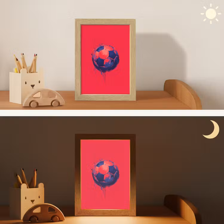 Rood - Voetbal - Abstract - Verfspatten Light Box met kabel klein -sfeer3_kind