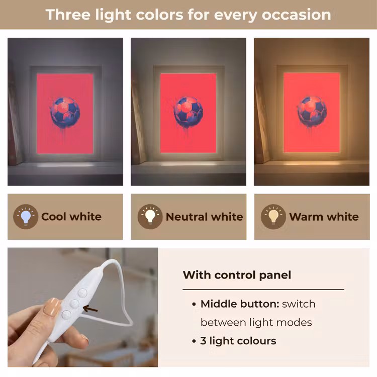 Rood - Voetbal - Abstract - Verfspatten Light Box met kabel (Kinderlampje) klein -USP_lichtkleurEN