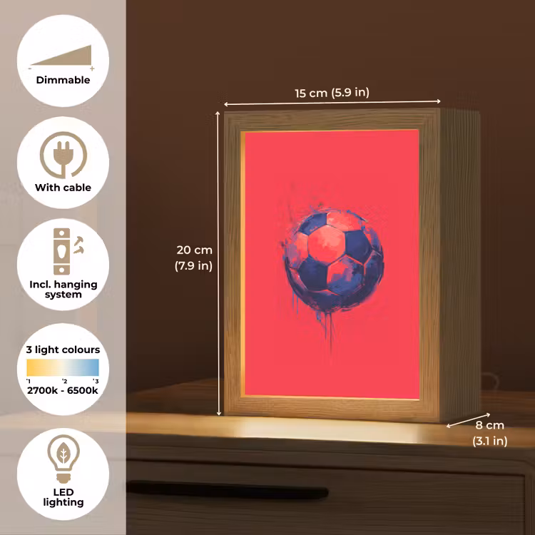 Rood - Voetbal - Abstract - Verfspatten Light Box met kabel (Kinderlampje) klein -USP_EN