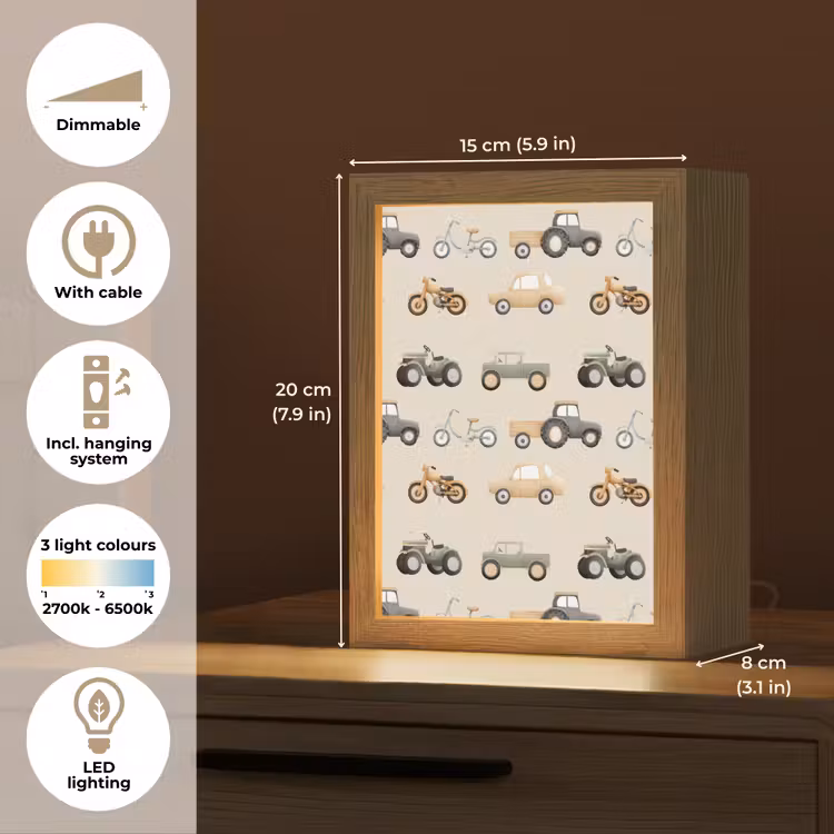 Retro - voertuigen - patroon Light Box met kabel (Kinderlampje) klein -USP_EN