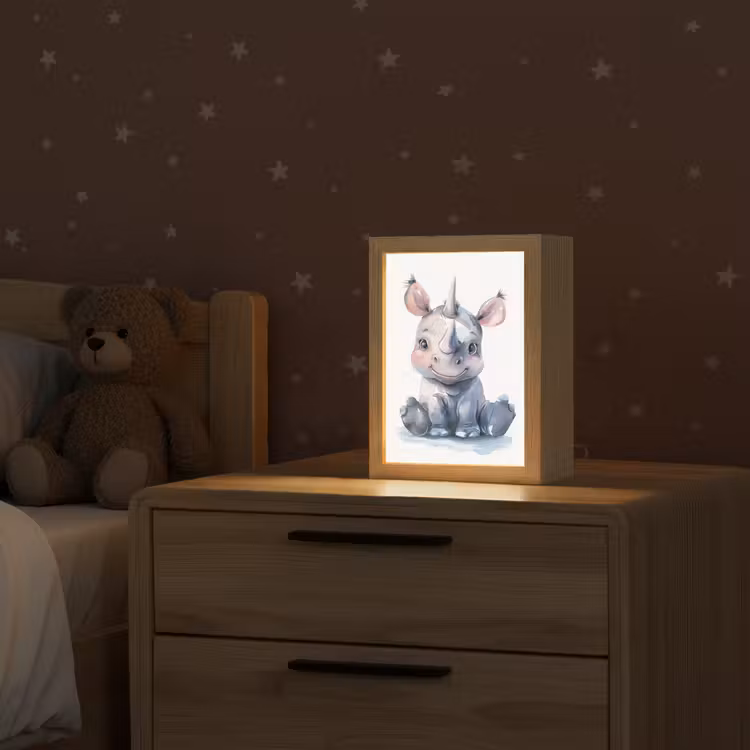 Neushoorn - Baby dier - Dieren Light Box met kabel klein -sfeer1_kind