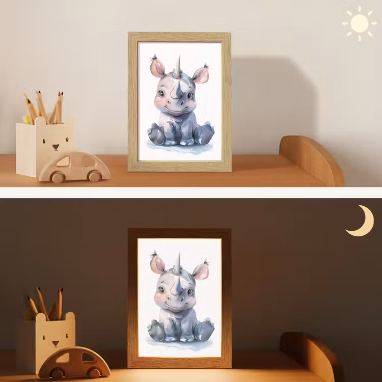 Neushoorn - Baby dier - Dieren Light Box met kabel klein -sfeer3_kind