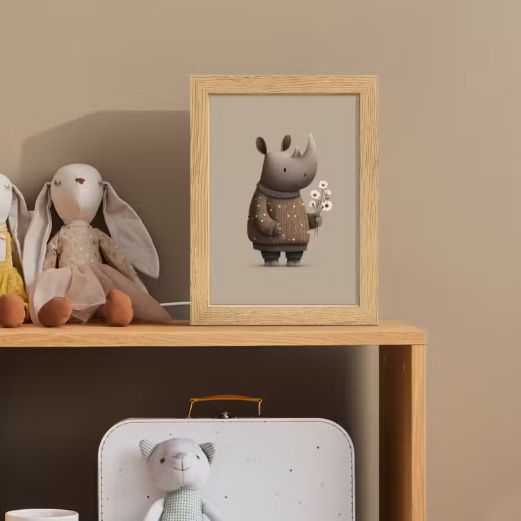 Neushoorn - Witte bloemen - Lief Light Box met kabel klein -sfeer2_kind