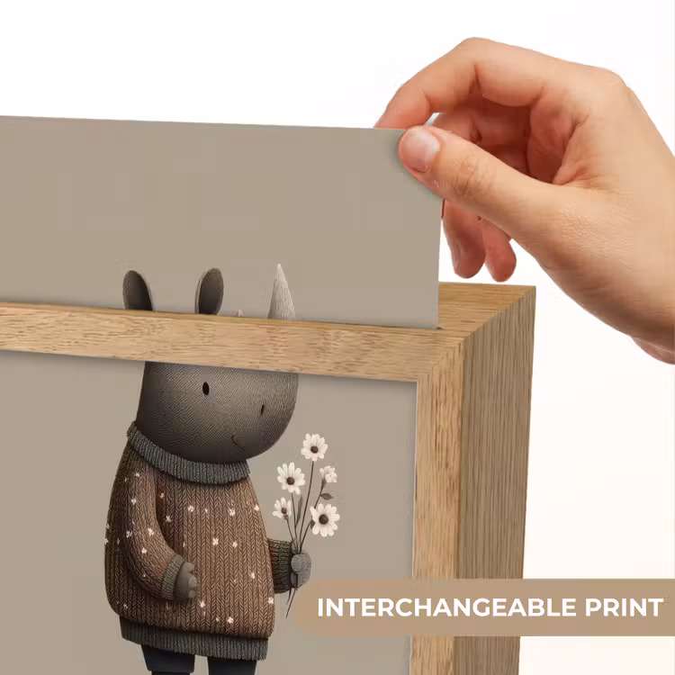 Neushoorn - Witte bloemen - Lief Light Box met kabel (Kinderlampje) klein -USP_websiteprintEN