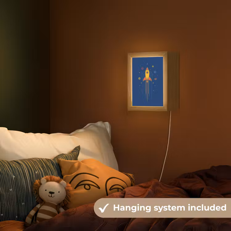 Raket - Blauw - Sterren Light Box met kabel (Kinderlampje) klein -sfeer5_kind_EN