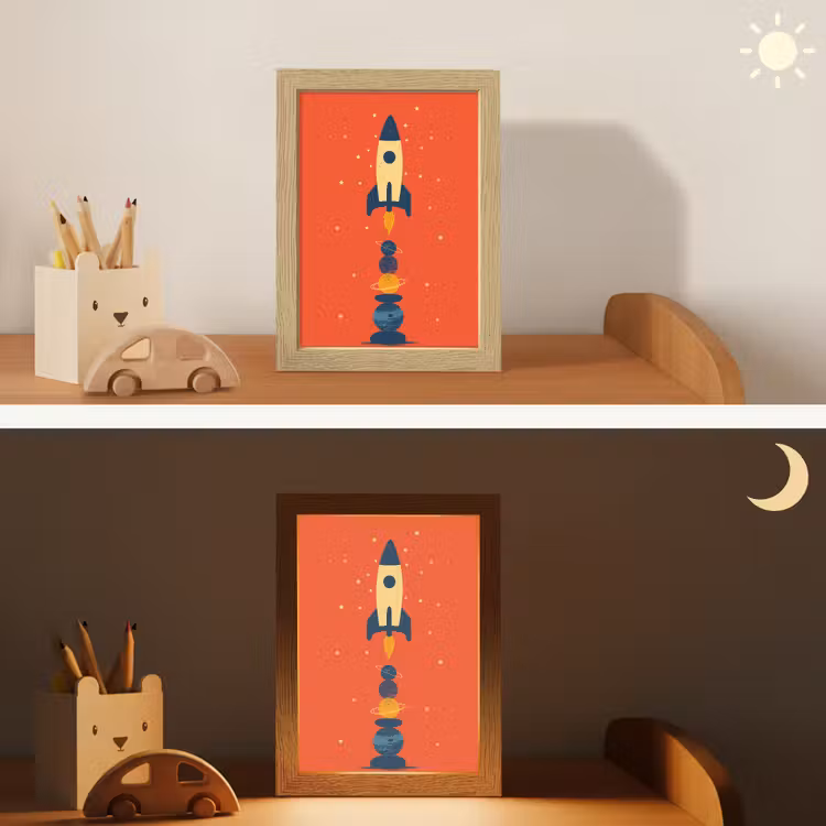 Raket - Planeten - Rood Light Box met kabel klein -sfeer3_kind