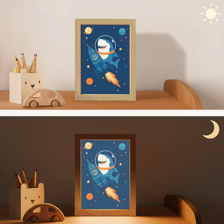 Raket - Haai - Ruimte Light Box met kabel klein -sfeer3_kind