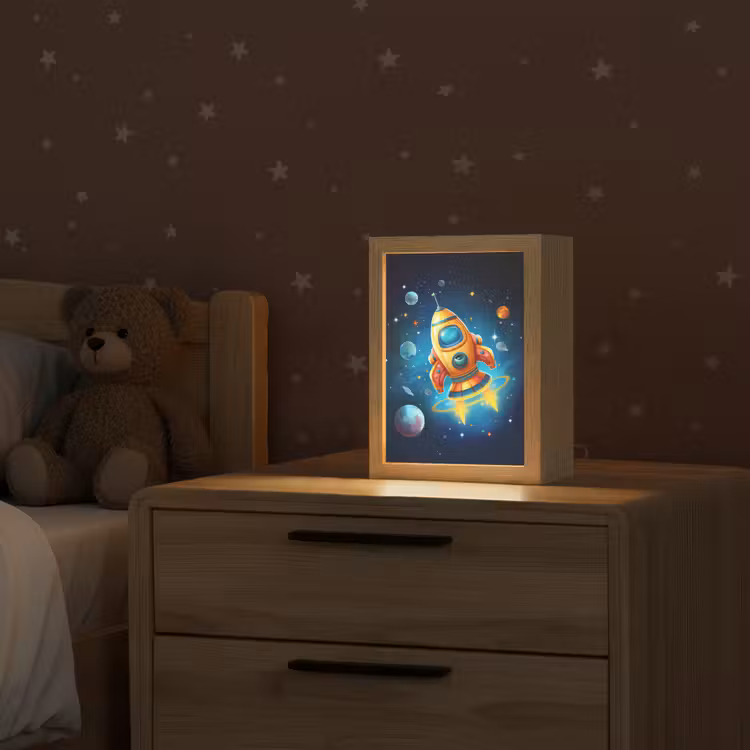 Raket - Ruimte - Planeten - Kinderen - Jongen Light Box met kabel klein -sfeer1_kind