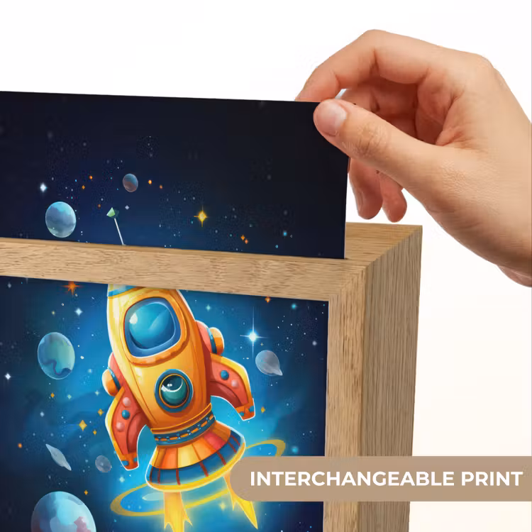 Raket - Ruimte - Planeten - Kinderen - Jongen Light Box met kabel (Kinderlampje) klein -USP_websiteprintEN