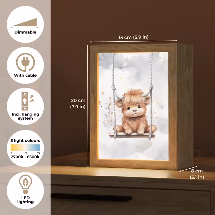 Schotse hooglander - Dier - Kinderen Light Box met kabel (Kinderlampje) klein -USP_EN