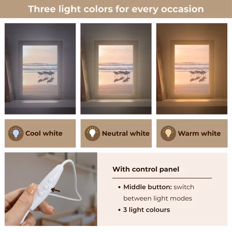 Zee - Vogels - Strand Light Box met kabel (Kinderlampje) klein -USP_lichtkleurEN