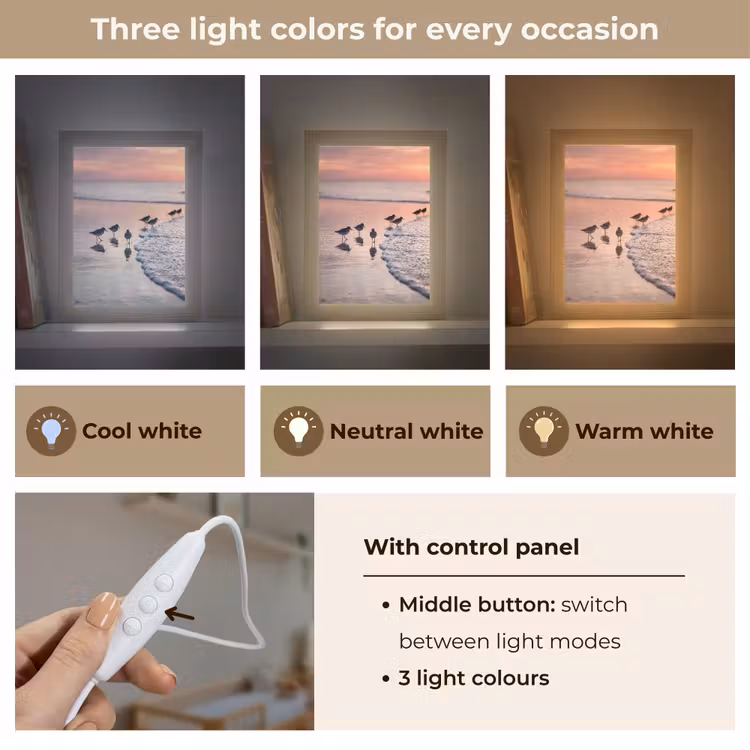 Meeuwen - Strand - Zee - Roze Light Box met kabel (Kinderlampje) klein -USP_lichtkleurEN