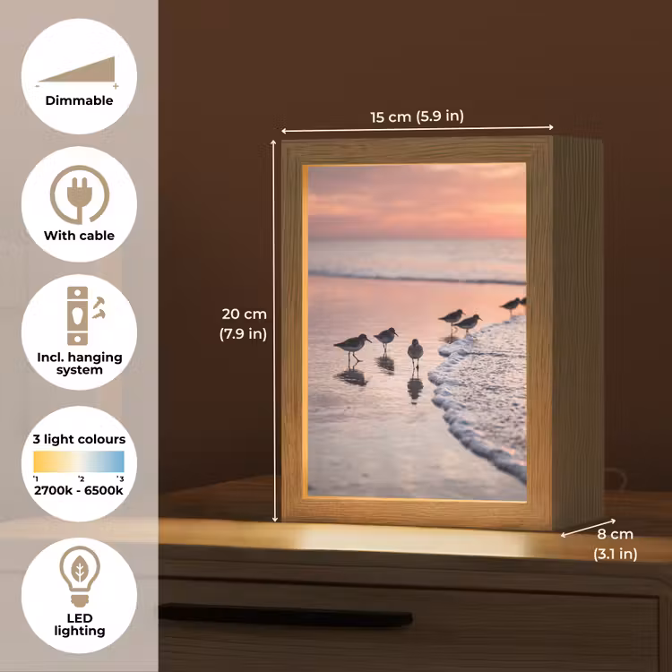 Meeuwen - Strand - Zee - Roze Light Box met kabel (Kinderlampje) klein -USP_EN