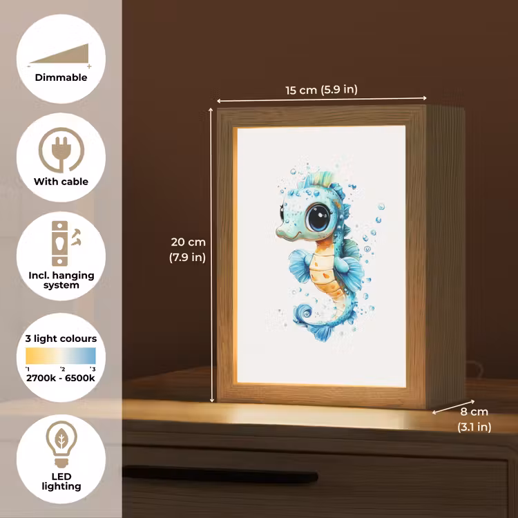 Zeepaardje - Spetters - Blauw Light Box met kabel (Kinderlampje) klein -USP_EN