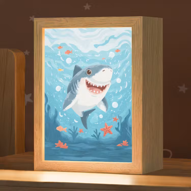 Haai - Vissen - Blauw - Onderwater Light Box met kabel klein -zzz_3d_website