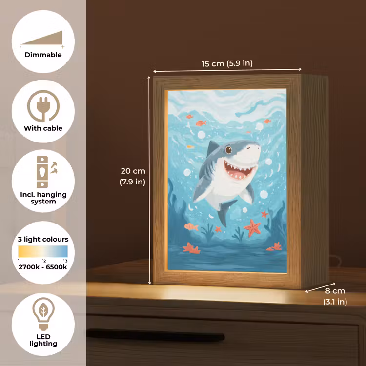 Haai - Vissen - Blauw - Onderwater Light Box met kabel (Kinderlampje) klein -USP_EN