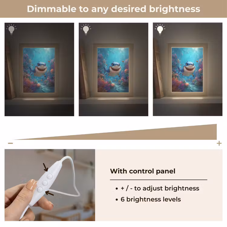 Haai - Onderwaterwereld - Oceaan Light Box met kabel (Kinderlampje) klein -USP_dimbaarEN