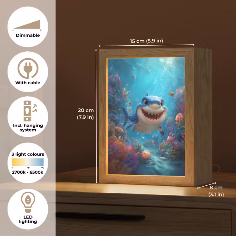 Haai - Onderwaterwereld - Oceaan Light Box met kabel (Kinderlampje) klein -USP_EN