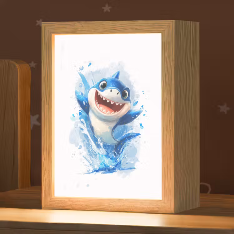 Haai - Water - Blauw Light Box met kabel klein -zzz_3d_website