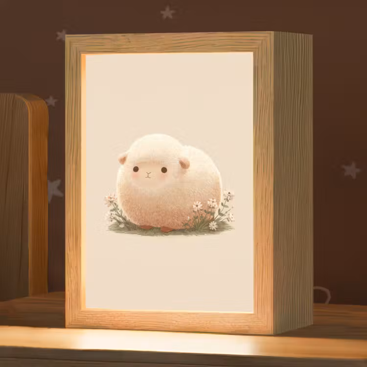 Schaap - Beige - Bloemen Light Box met kabel klein -zzz_3d_website
