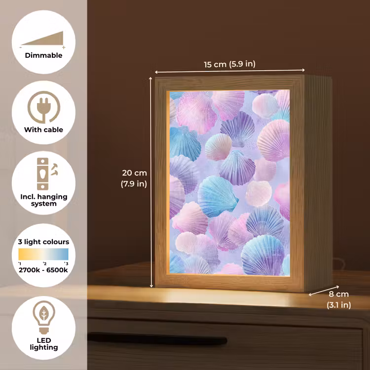 Schelpen - Paars - Blauw - Patroon Light Box met kabel (Kinderlampje) klein -USP_EN
