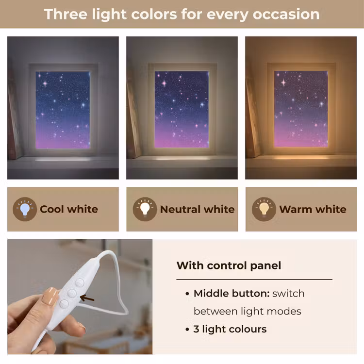 Hemel - Sterren - Blauw Light Box met kabel (Kinderlampje) klein -USP_lichtkleurEN
