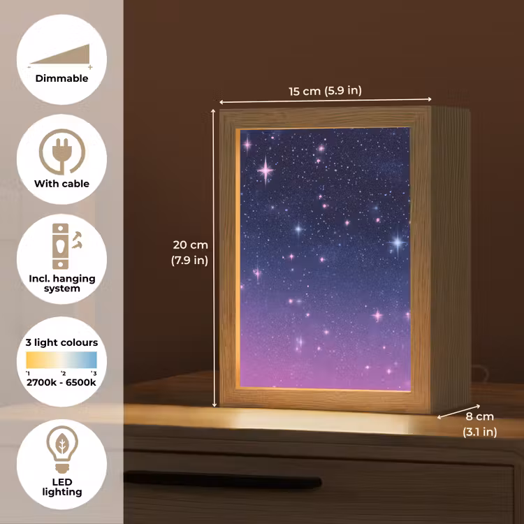 Hemel - Sterren - Blauw Light Box met kabel (Kinderlampje) klein -USP_EN