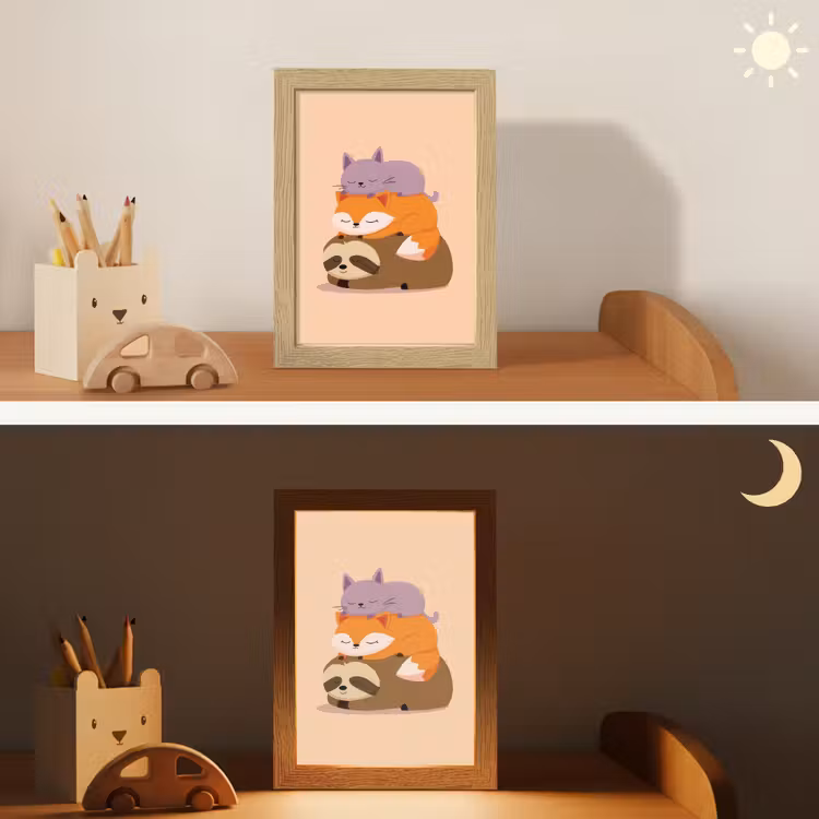Luiaard - Vos - Kat - Slaperig Light Box met kabel klein -sfeer3_kind