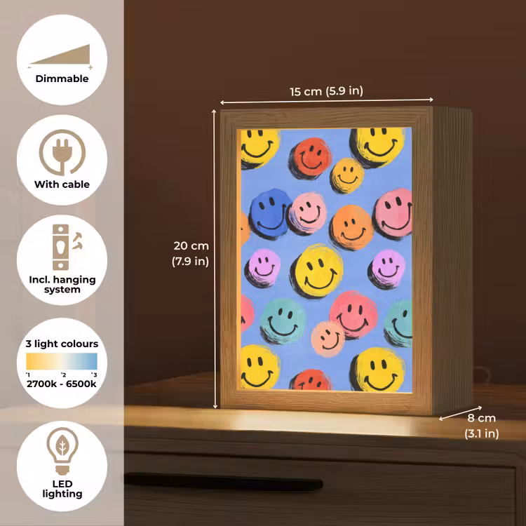 Smileys - Kleurrijk Light Box met kabel (Kinderlampje) klein -USP_EN