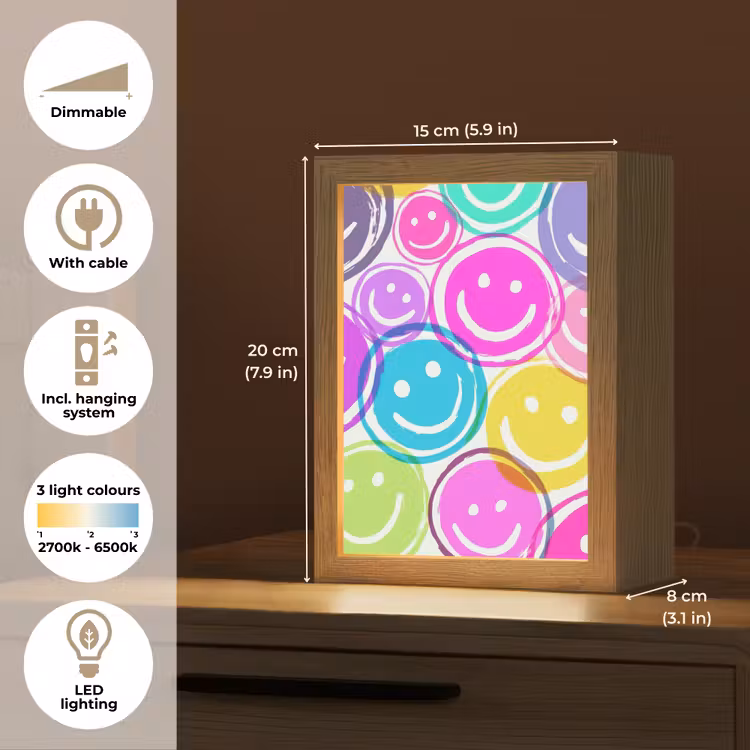 Smileys - Kleurrijk - Neon Light Box met kabel (Kinderlampje) klein -USP_EN