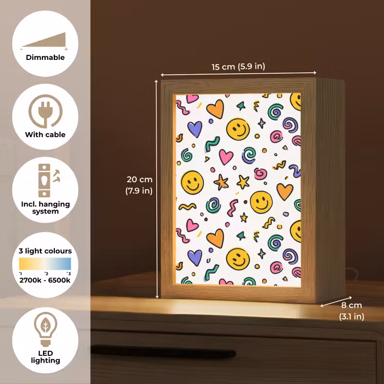 Smileys - Pictogrammen - Kleurrijk Light Box met kabel (Kinderlampje) klein -USP_EN