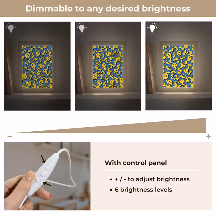 Smileys - Geel - Blauw Light Box met kabel (Kinderlampje) klein -USP_dimbaarEN