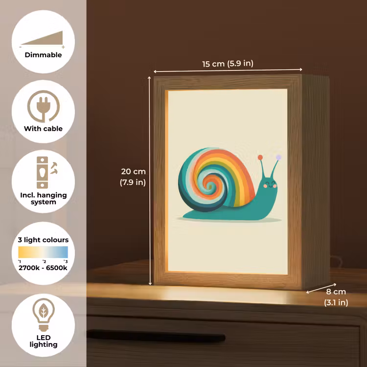 Slak - Regenboogschild - Groen Light Box met kabel (Kinderlampje) klein -USP_EN