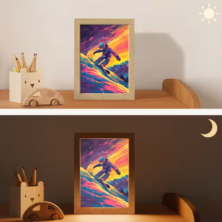 Snowboarden - Sneeuw - Kleurrijk Light Box met kabel klein -sfeer3_kind